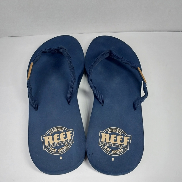 Reef Ginger Sandals Size 8 Navy Blue Thong Flip Flops Causal Comfort Shoes - Picture 5 of 12